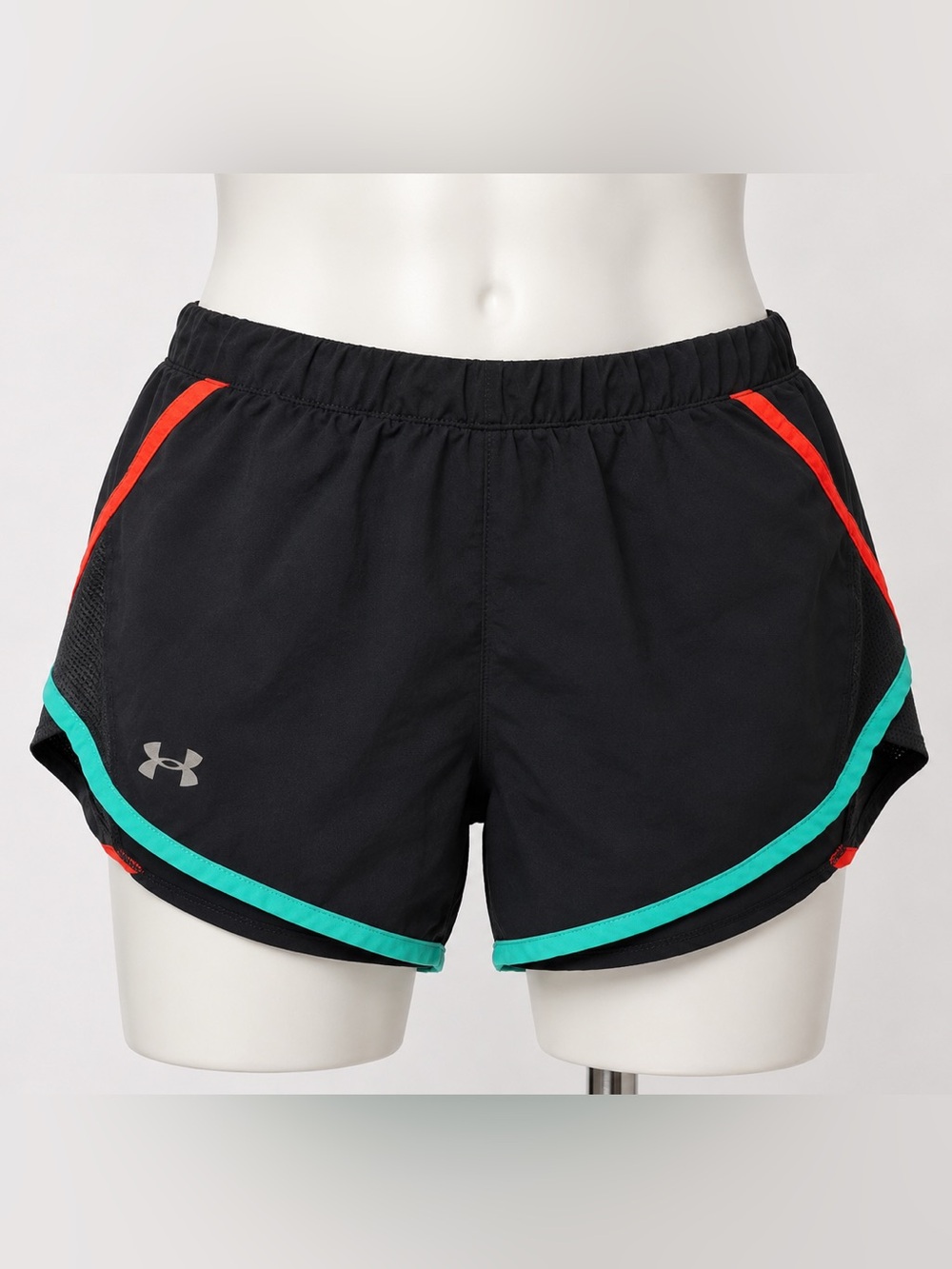 Under Armour Women’s Small Running Shorts Black Aqua Coral Loose Athletic
